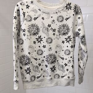 Sun and Moon Patterned Sweater - Black and White